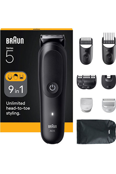 Braun Επαναφορτιζόμενη Κουρευτική Μηχανή Όλα-σε-ένα Σειράς 5, Μαύρη AIO5540