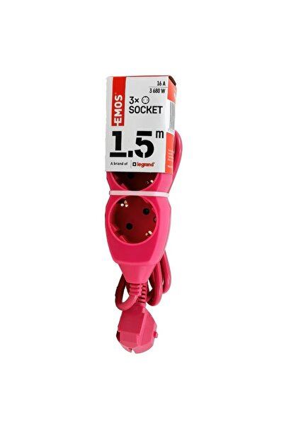 OEM Prelungitor 3 prize schuko, 1.5 metri, protectie copii, Roz, Emos
