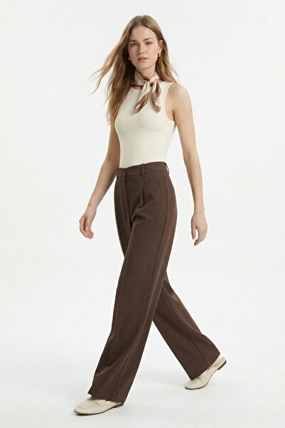 Rays Brown Pleated Wide Leg Pants 3867