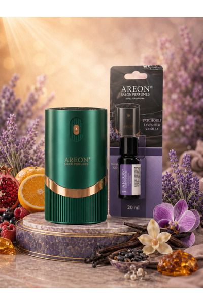Areon Aromatik Difüzör Yeşil (Lux Metal) + Patchouli Lavender Vanilla