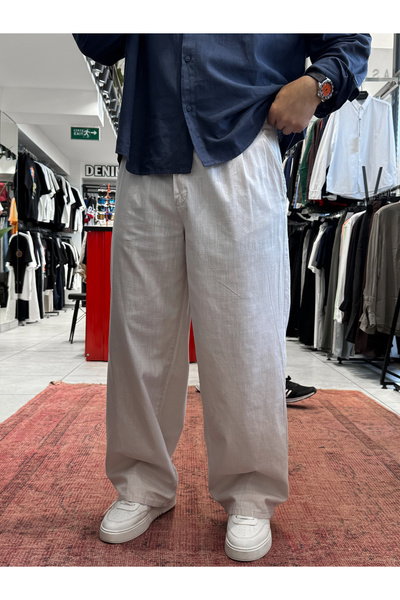 BYBASICMAN Gray Linen Baggy Trousers Gj-17237