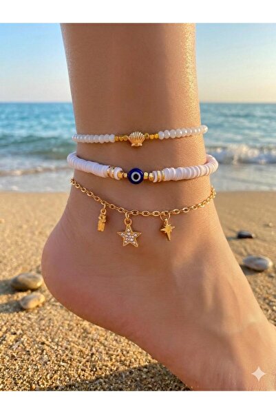 Beykan handmade Kumsal Esintisi Set of 3 Anklets