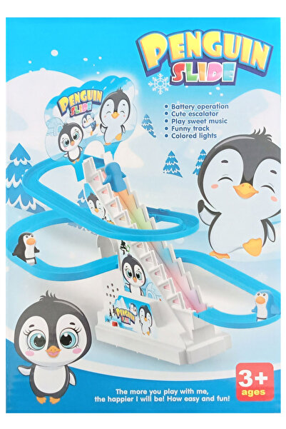 CT-TOYS Merdivenden Çıkan Penguenler Dön Dolaş Oyunu Işıklı Müzikli Kaydık