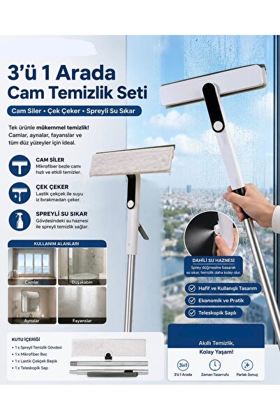 Hansel CAM,YER,DUVAR SİLME MOPU PÜSKÜRTMELİ HAZNELİ TELESKOPİK MOP