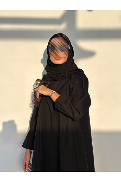 outline Black Daily Blazer Abaya with Hidden Pockets