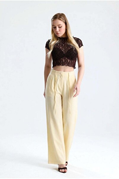 ROSE ARYA Yellow linen palazzo pants