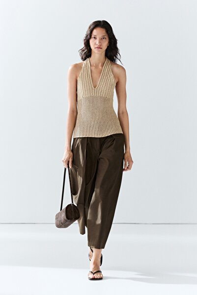 Massimo Dutti Pamuklu kroşe örgü üst
