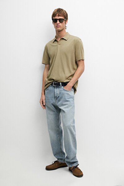 Massimo Dutti %100 pamuklu V yaka triko polo