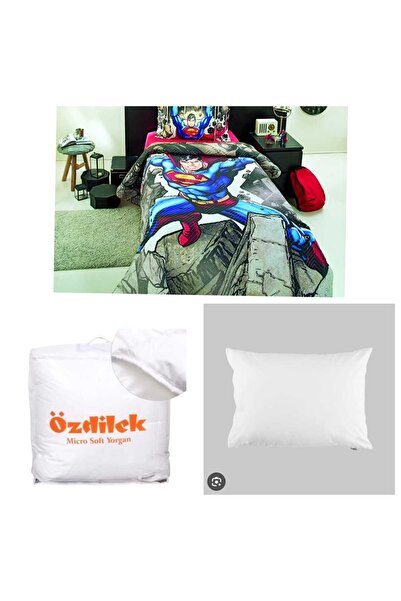 Özdilek Superman Four Seasons Quilted Set + Single Quilt + Pillow (5 Pieces)