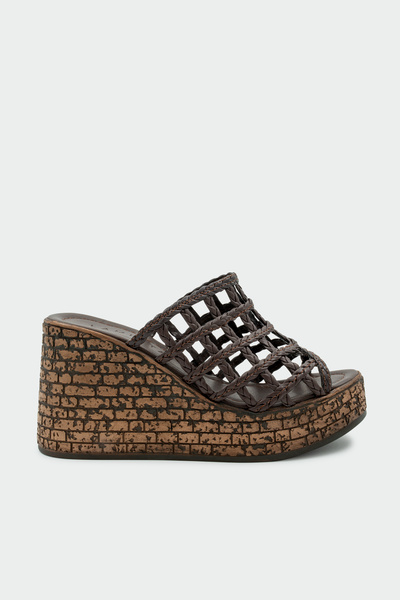 LAMİNTA Leffy Knitted Detailed Platform Women's Bitter Brown Slippers