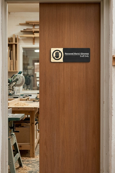 Aldebaran Reklam Staff Cannot Enter Wooden Door Sign – 20X8 cm