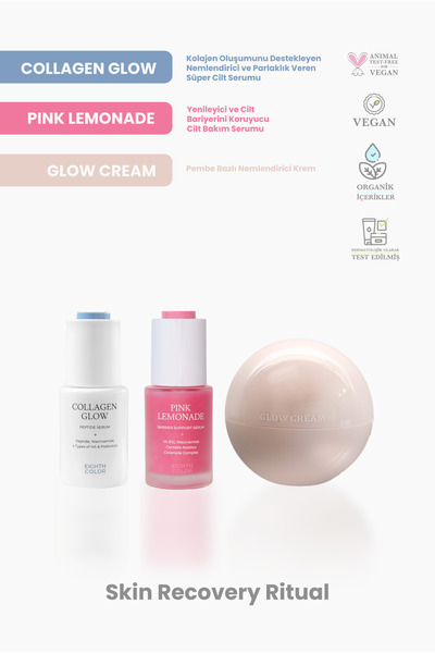 EIGHTH COLOR Skin Recovery Ritual: Collagen Glow + Pink Lemonade + Glow Cream