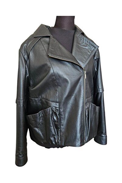 asus deri Becca - Oversize Genuine Leather Vintage Coat