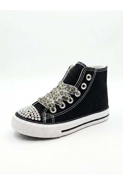 RocknJOY Sneaker πάνινο με στρας και λεοπάρ κορδονια