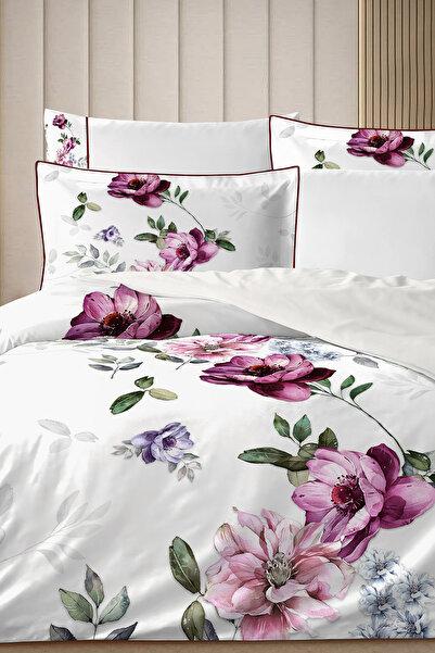 MonoHome 4 Pillows 100% Cotton Percale Duvet Cover Set Double-Person Premium ...