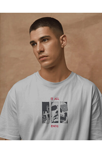 buzagi tasarım ürünleri It All Ends Unisex White Regular T-Shirt