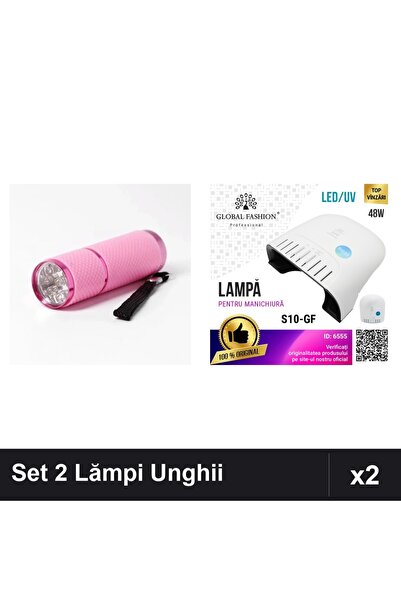 NAİLS Set 2 Lămpi Unghii UV/LED: Mini Lanternă 9 Becuri Roz + Profesională S1...