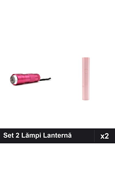 NAİLS Set 2 Lămpi Lanternă UV/LED 12W pentru Uscare Gel Manichiură, Roz