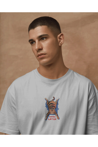 buzagi tasarım ürünleri Maybe Later Unisex White Regular T-Shirt