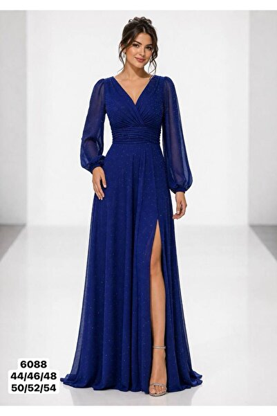 DORİDORCA Plus Size Evening Dress with Stone Embellishments