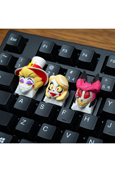 Keybitcap Hazbin Hotel Keycap Seti – Charlie, Vaggie, Alastor 3D Baskı Mekani...