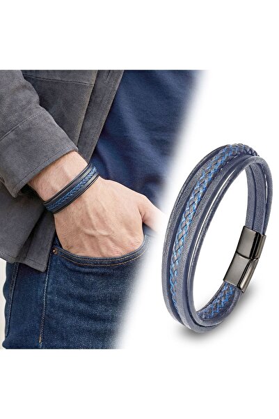 OGHAMAY Blue Black Multi Leather Bracelet 18393B2D7