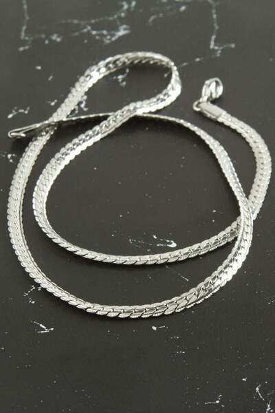 ZERO LAND Shopilke Italian Chain Steel Necklace 55 cm - (201314) Silver Color