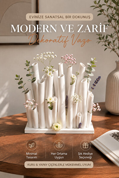 fao shop 7/24 Modern Dekoratif Çiçek Vazosu | Minimal Masaüstü Vazo Ev ve Ofi...