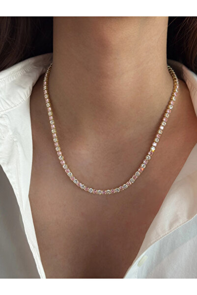 h&b design jewel Çelik Gold Pembe Beyaz Su Yolu Kolye