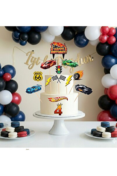 Ays Bridal Hotwheels Temalı pasta süsü kürdanı 13 Adet