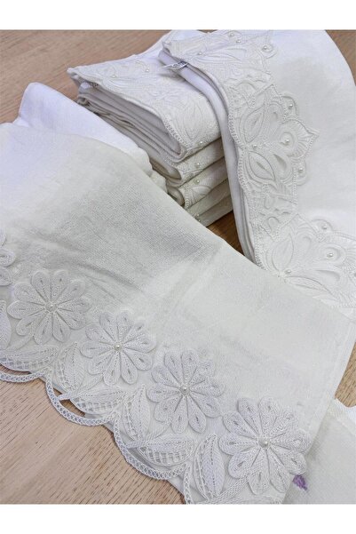 TUTUYA TEXTIL 2 Li Fransız Güpürlü Çeyizlik 50x90 Kadife El ve Yüz Havlusu Da...