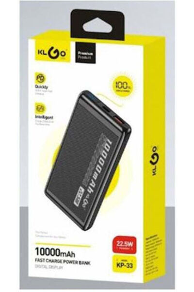 klgo Kp-33 Power Bank 10000mAh με θύρα USB-A και θύρα USB-C Power Delivery Μαύρο