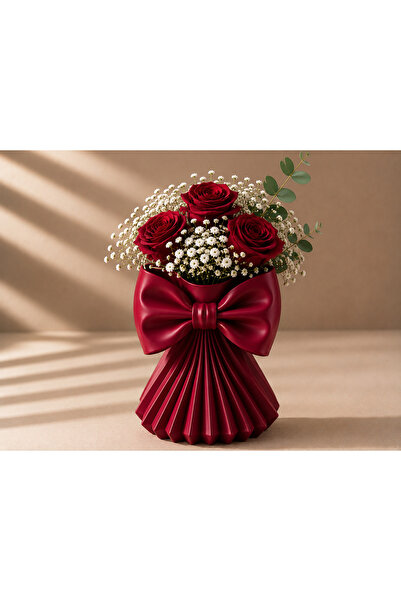 farist Decorative Vase with Bow Design |   Modern Flower Vase |   15X12X18 cm
