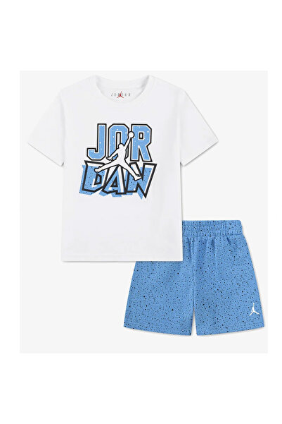 Nike JDB MJ THE GREATEST SPECKLE SE Çocuk Mavi Şort Takım 85F566-B9F