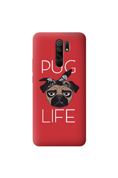 Other Xiaomi Redmi 9 Pug Life Red Colored Silicone TPU Θήκη
