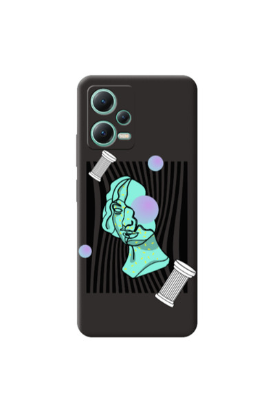 Other Xiaomi Redmi Note 12 Pro 5G Columns Black Colored Silicone TPU Θήκη