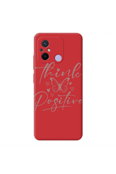Other Xiaomi Redmi 12C Think Positive Red Colored Silicone TPU Θήκη
