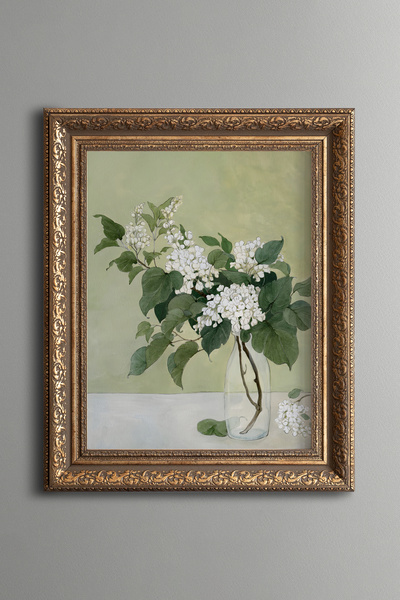 epiqart White Lilies - Vintage Patterned Painting - Thick Model