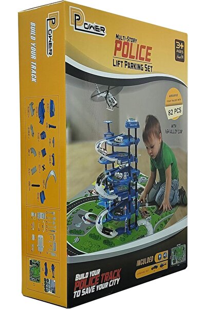 D-Power Multi-Level Lift Parking Set 5-Story: DIY Police Station, 82 Pc, Kids 3+