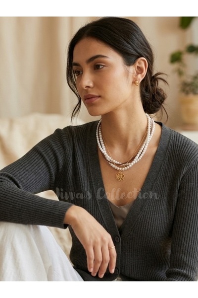 Jivva's Collection Stylish and Luxurious Sparkling Multi-Pearl Bead Necklace ...