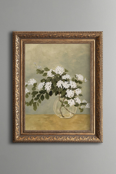 epiqart Flowers in a Vase - Vintage Patterned Painting - Thick Model