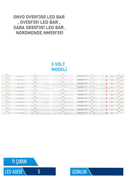 ONVO OV55F350 11 Parça 55 inc Tv Led Bar