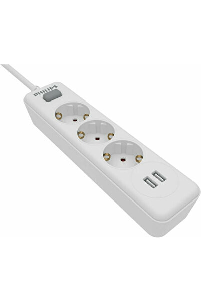 Philips Πολύπριζο 3 Υποδοχών Γνήσιο Spn3032w/grs 2 USB Type-A Κωδικός: SPN303...
