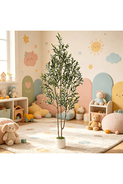 BESTONE Faux Olive Tree 152 cm Double Stem – No Watering, Ultra-Realistic, Wh...