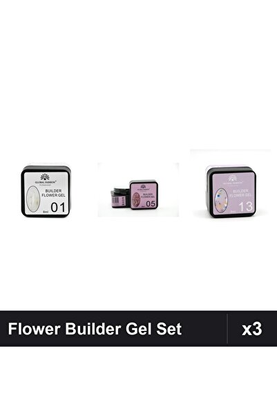 global fashion Set 3 Flower Builder Gel 8ml Nr.01 Nr.05 Nr.13 Constructie Ung...