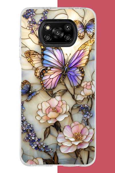 Aksesuarist Poco X3-X3 PRO-NFC Uyumlu renkli baskı kelebek UV Baskılı Silikon...
