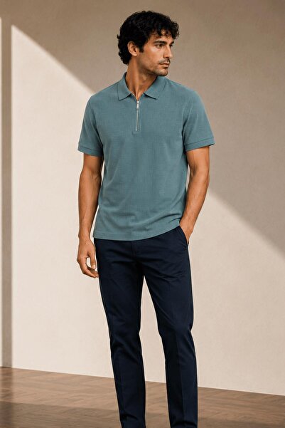 ALEXANDERGARDI Short Sleeve Zippered Polo Collar T-Shirt