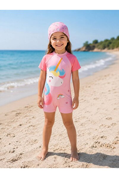 Fil Kids Kız Çocuk Pembe Renk Kısa Kollu Boneli Unicorn Kalp Gökkuşağı Desenl...