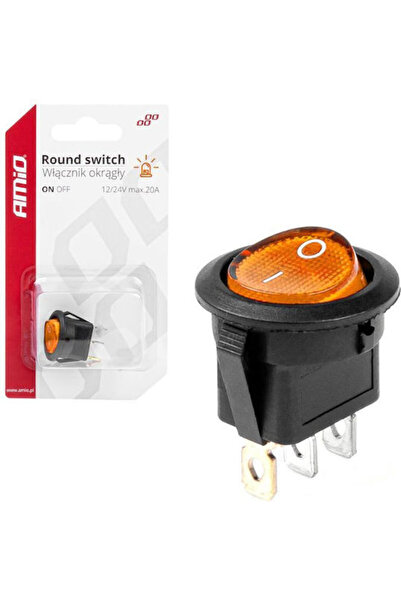 AMIO Διακόπτης Αυτοκινήτου On/Off 12V-24V Καθολικός Κίτρινος Κωδικός: 03085