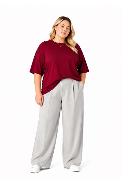 Espina Premium Women's Basic Oversize Large Size Short Sleeve T-Shirt